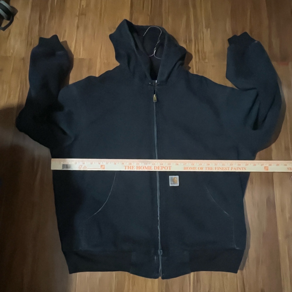 Carhartt Black Jacket w Hood Size Large Duck Cotton FR NFPA 2112